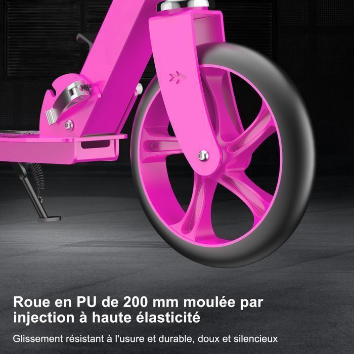 Trottinette ad et adulte  - FOXSPORT - Pliable - Chargée jusqu'à 100KG - Guidon réglable de 3 Niveaux - Roues PU 200mm