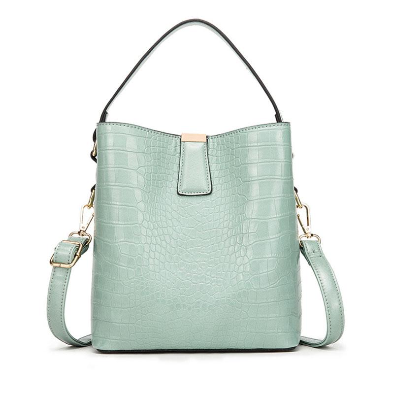 Sacs seau à motif crocodile pour femmes, sac bandoulière rétro tendance en cuir PU, sac à main décontracté grande capacité