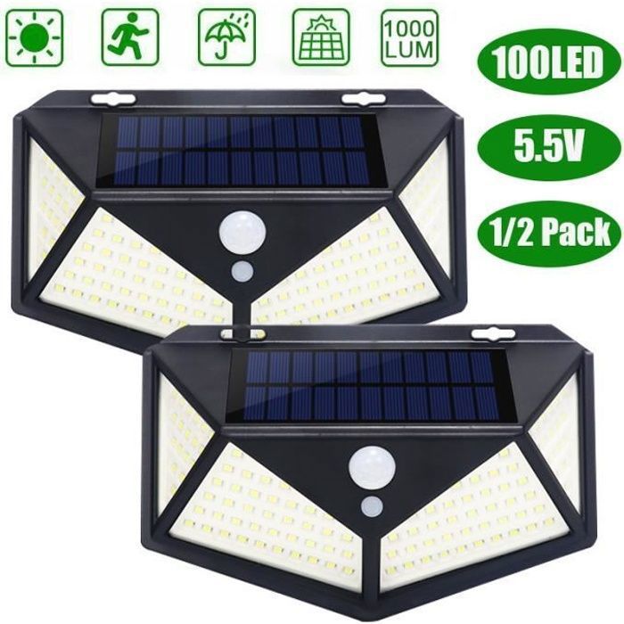 Lâmpada solar - TEMPSA - 100 LEDs - Sensor de movimento - Iluminação externa - 1200 lúmens