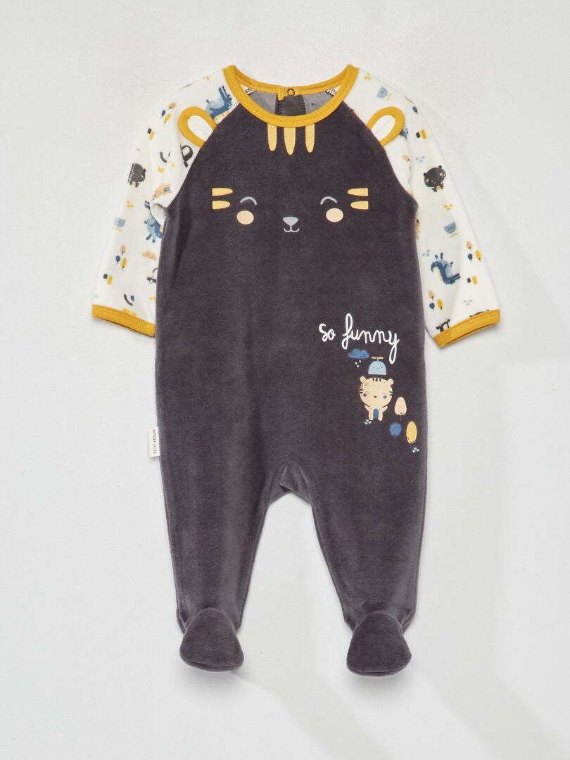 Pijama Onesie com estampa 'Petit Beguin' - CINZA