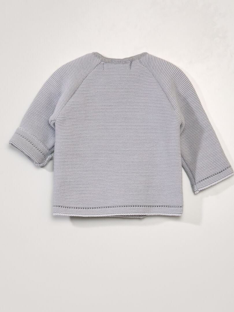 'La Manufacture de Layette' adīts kardigans - ražots Francijā - pelēks svītrains