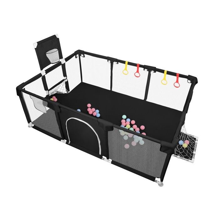 Parque infantil de 180 x 120 cm con 50 pelotas de plástico, área de juego de baloncesto plegable, centro de actividades infantiles para interior y exterior.