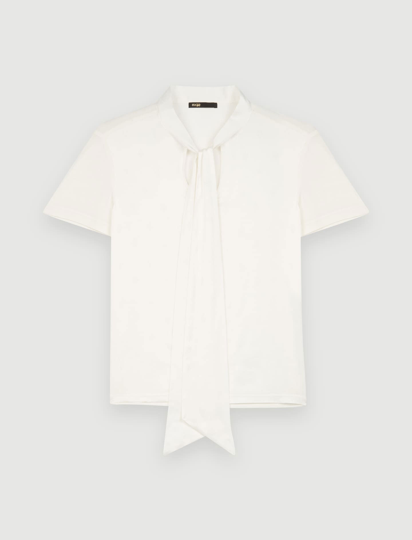 Tricou din satin cu monogramă Maje-Crudo