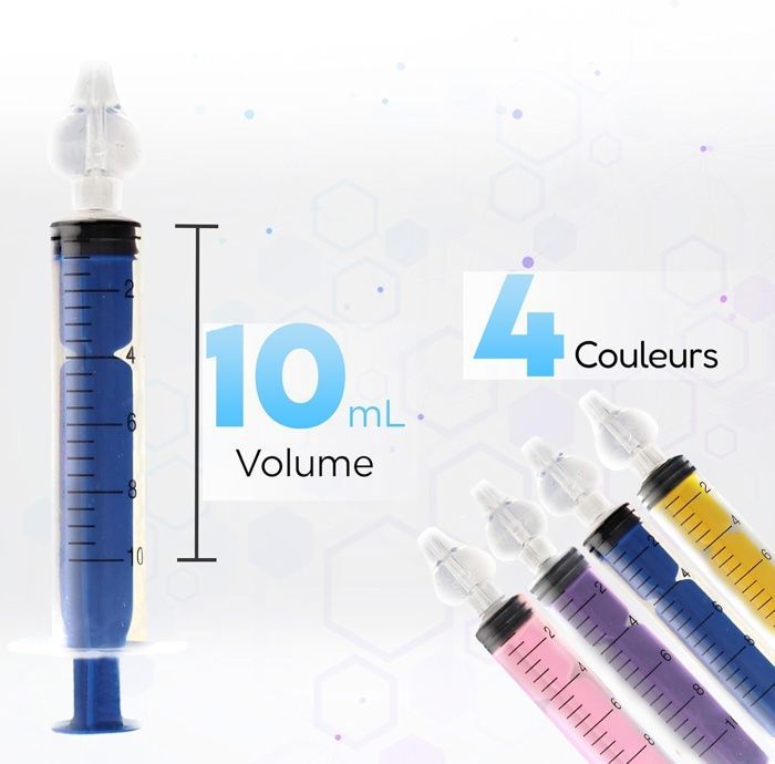 Kit de aspirador nasal BORNOVA - 8 jeringas nasales para bebés y adultos - Punta de irrigador nasal de silicona, 10 ml (4 azules + 4 amarillas)