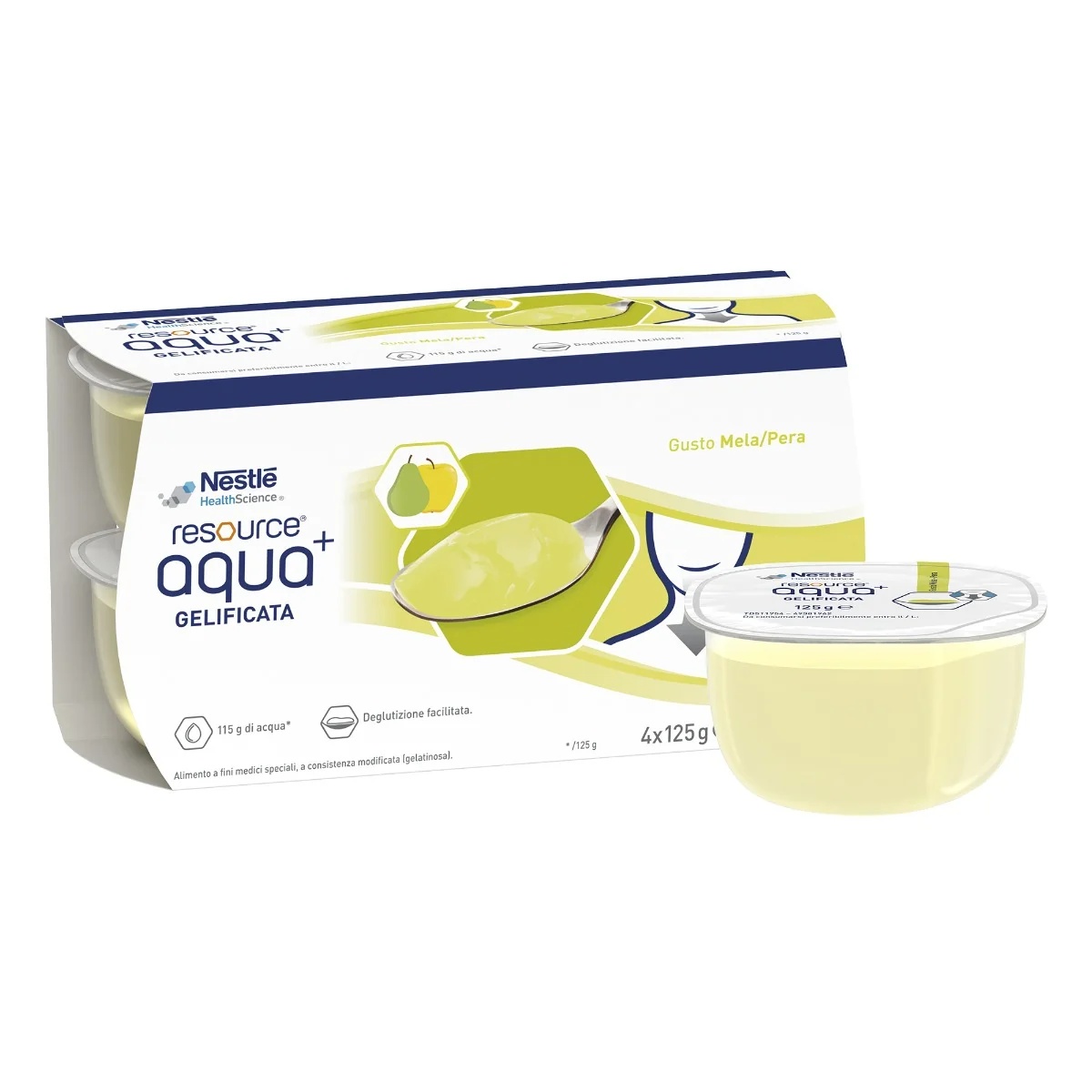 NESTLÉ Resource Aqua gelatinevulling met appel- en perensmaak 4 x 125 g Dysphagia