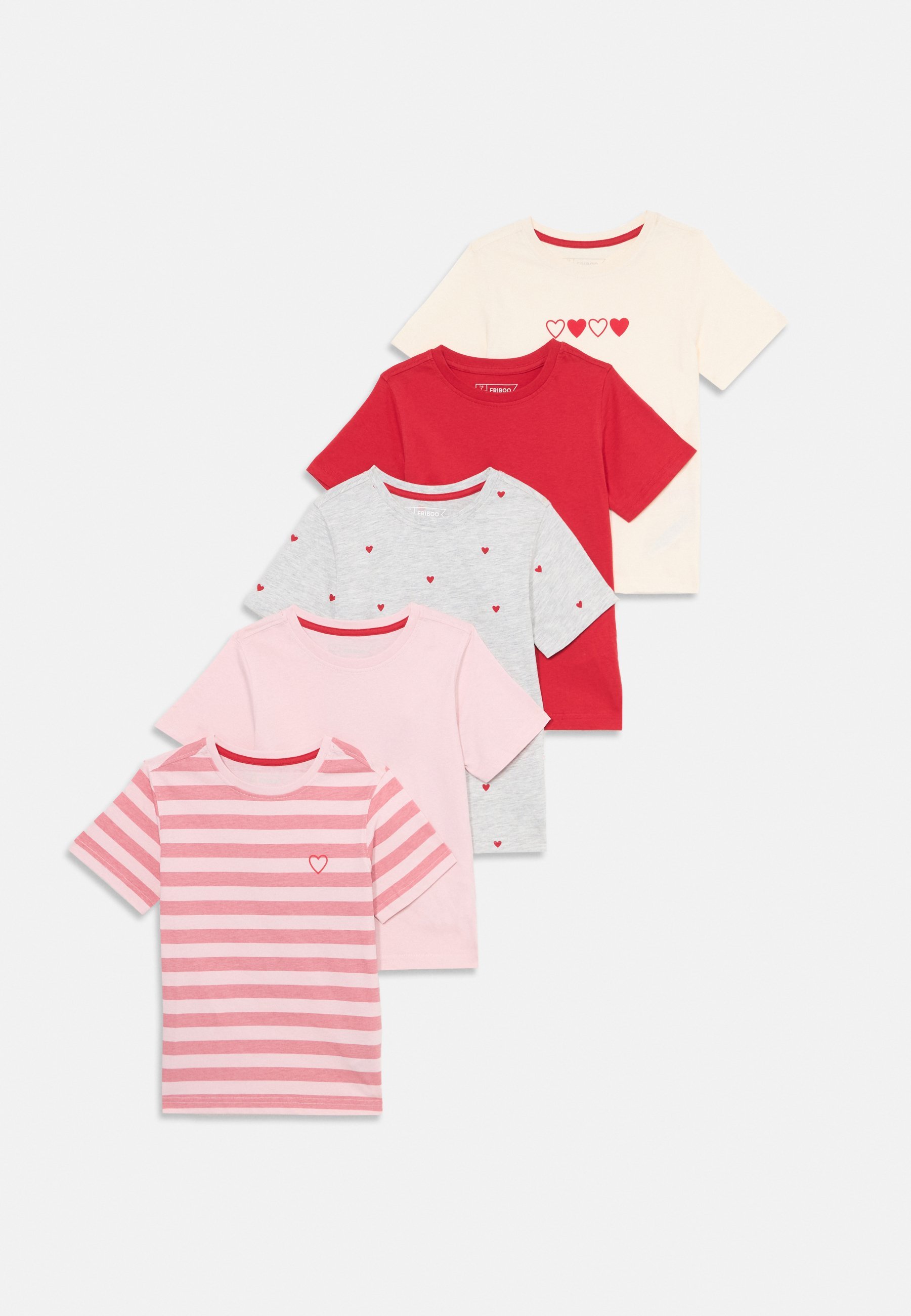 Lot de 5 t-shirts imprimés Friboo - gris clair/blanc/rose