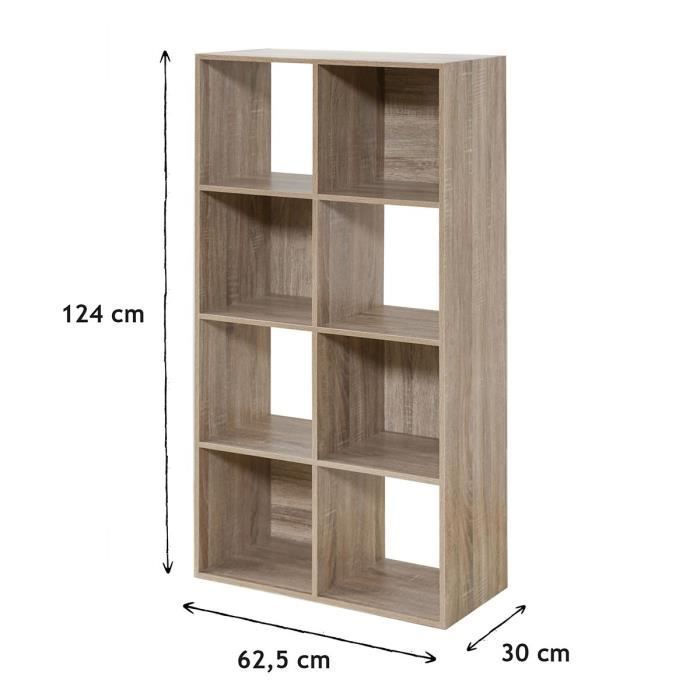 Mueble de almacenamiento contemporáneo COMPO de 8 compartimentos con acabado en roble - 62 cm de ancho