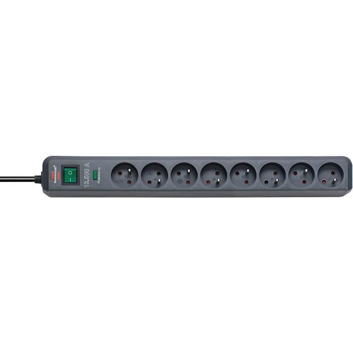 Brennenstuhl Multiprise ECO-LINE Anthracite - 8 prises - avec parafoudre et 1,4m de câble (13.500A)