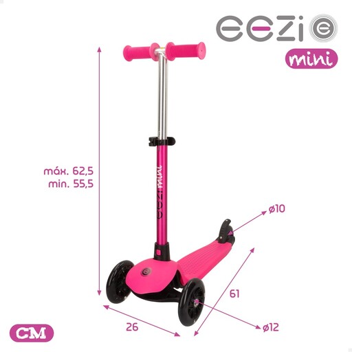 Trottinette Eezi à 3 roues avec lumières et guidon amovible