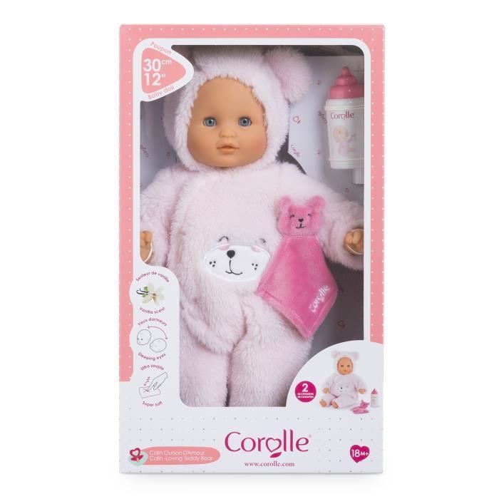 Mon Premier Poupon COROLLE - Bébé Calin Ourson d'Amour - 30 cm - 2 accessoires - senteur de vanille - dès 18 mois