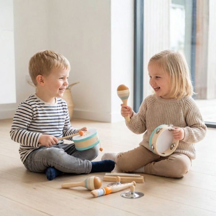 Instruments de musique pour enfants - AIYAPLAY - set percussions éducatif - tambourin et maracas - bois - 3 ans et plus