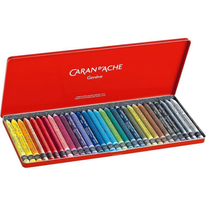 Watercolor wax pencils - Caran D'Ache - Neocolor II - 30 pieces - Blue and red - Mixed