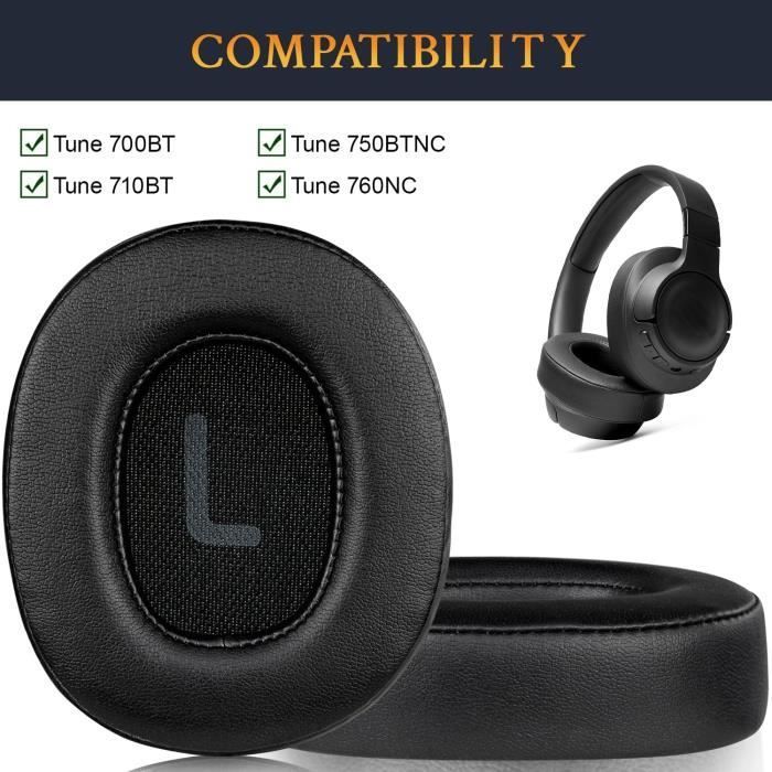 Coussinets d’Oreille pour JBL Tune 700BT)/ 710BT / 750BTNC/ 760NC Casque,Cuir Protéiné Plus Doux,Mousse D’Isolation