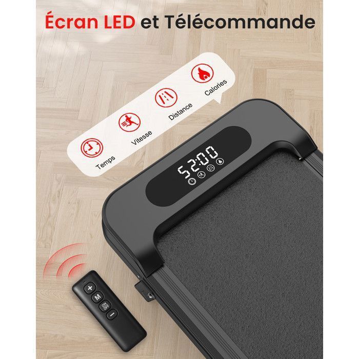 4 en 1 Tapis de marche - Dskeuzeew Tapis de course avec 5% d'inclinaison - 1-8 km/h réglable - Surface 39 x 94 cm - bis 130KG