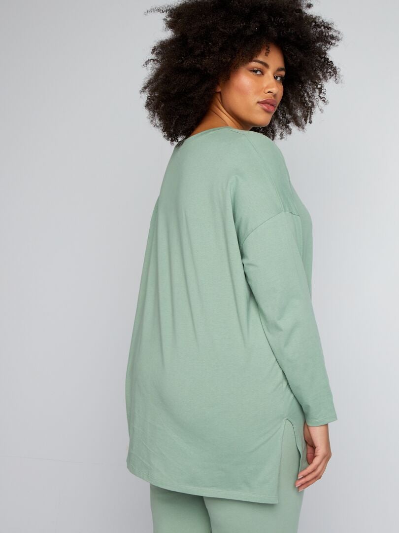 Lang T-shirt van effen jersey - GROEN