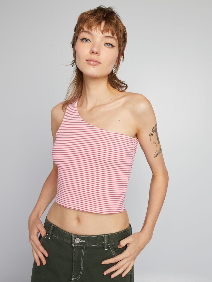 Top cropped de um ombro só - PINK