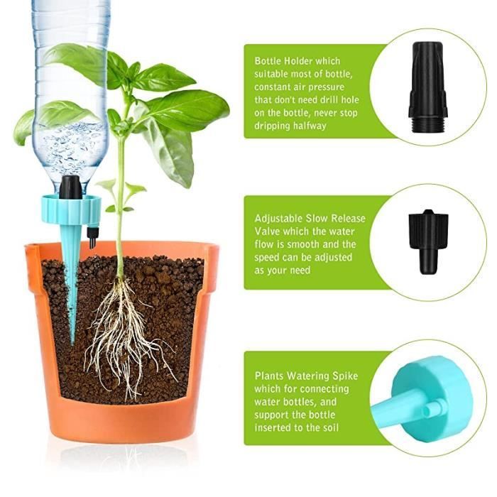 Kit d'arrosage goutte à goutte - 18pcs - Automatique - Vitesse réglable - Intérieur et extérieur - ABS durable