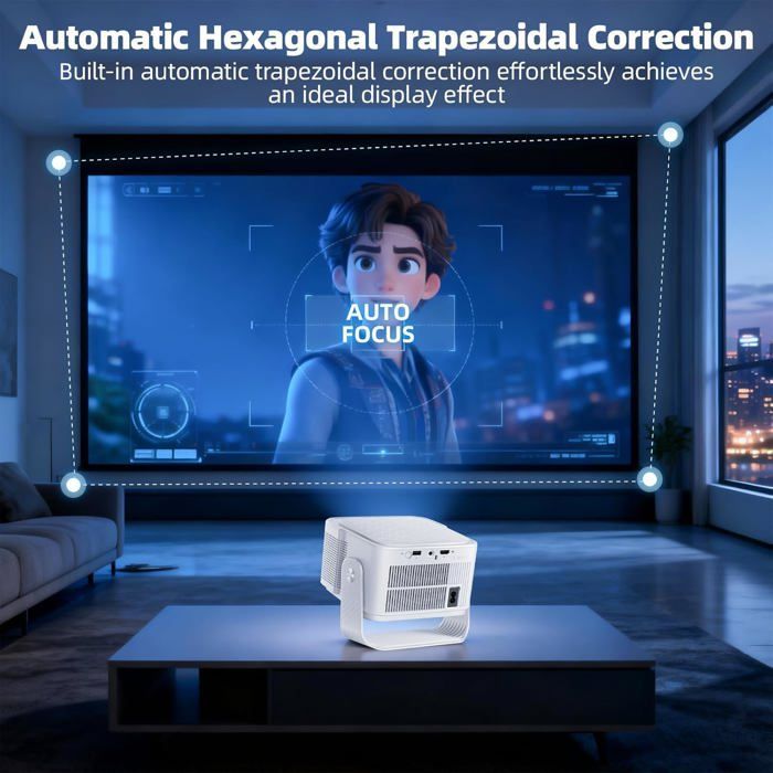 Videoproiettore portatile ZOKKO 4K - Messa a fuoco automatica - Correzione trapezoidale automatica - Connettività Wi-Fi 6