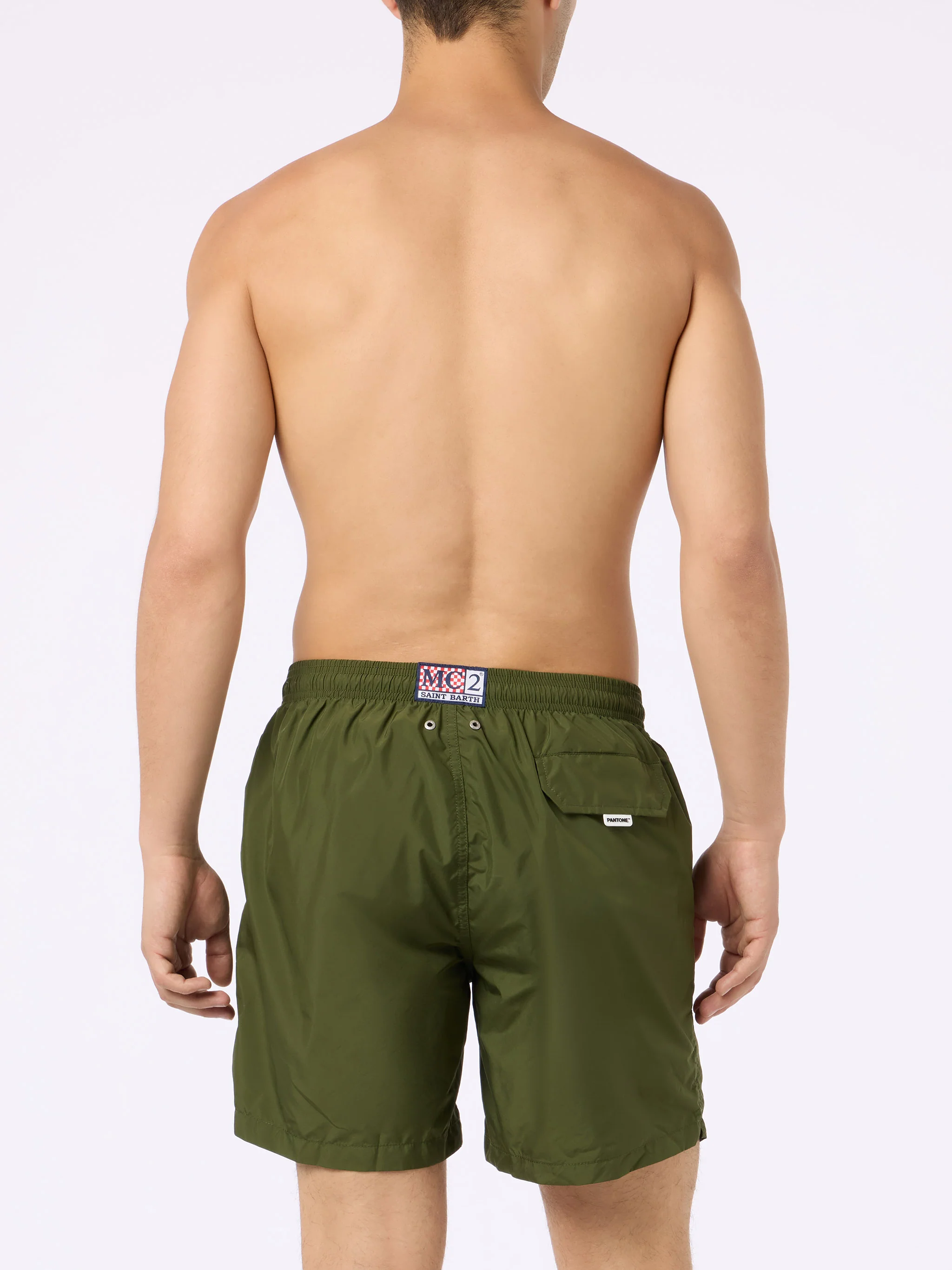 Pantone Collaboration Swim Shorts | Military Green | Quick-Drying | 100% Recycled Polyester | MC2 Saint Barth