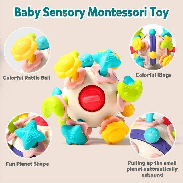 Bébé Premier Hochet de Dentition Jouets Bébé 1 an Jeux Montessori Bebe eveil 0-12 Mois Filles Garçons Cadeau
