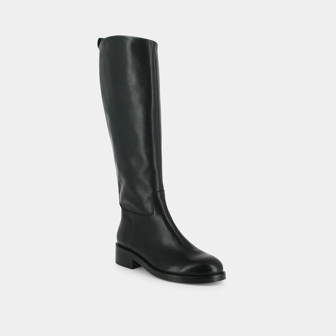 Bottes plates  en cuir noir