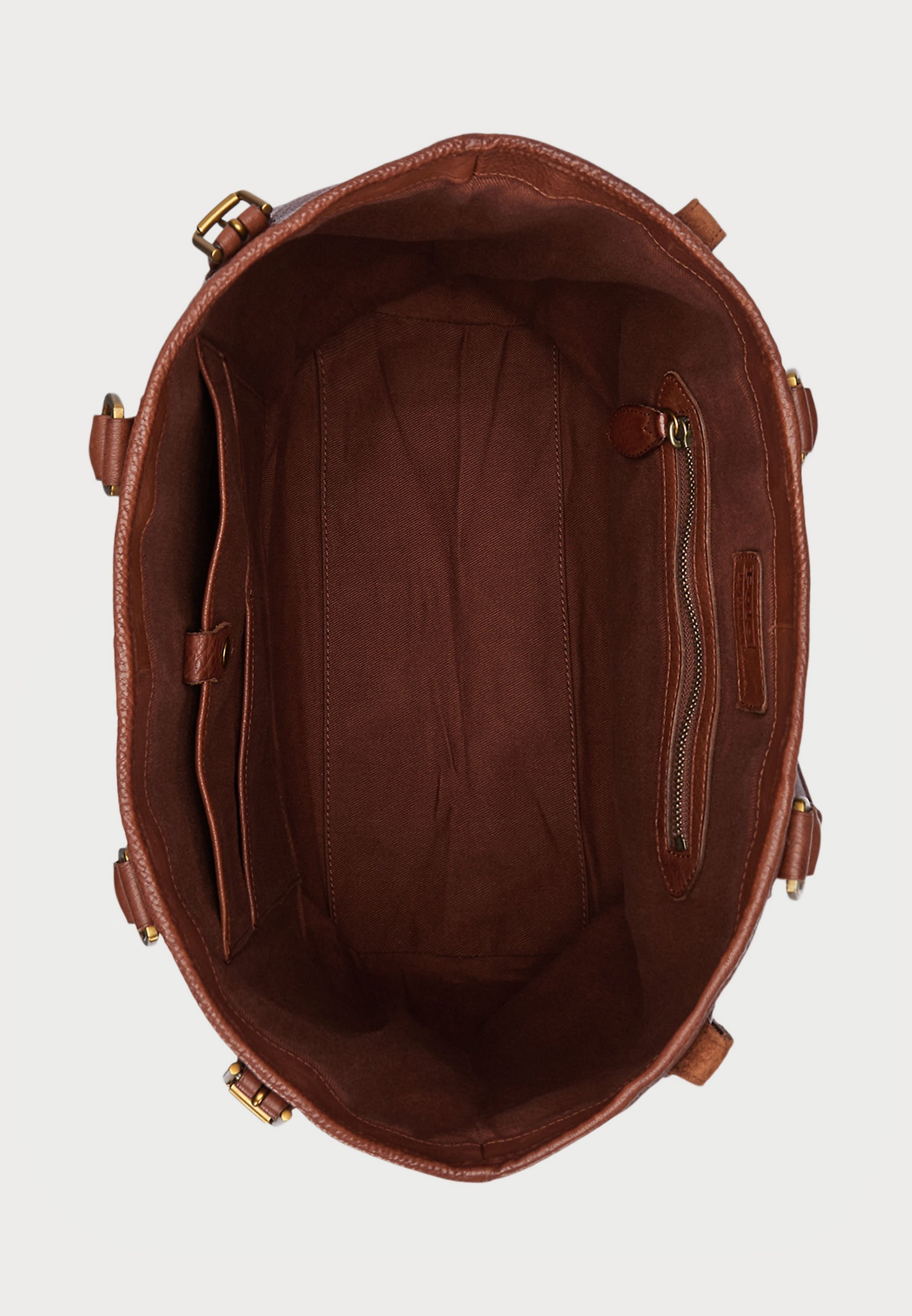 Polo Ralph Lauren HERITAGE LEATHER TOTE - Tote bag - bruin