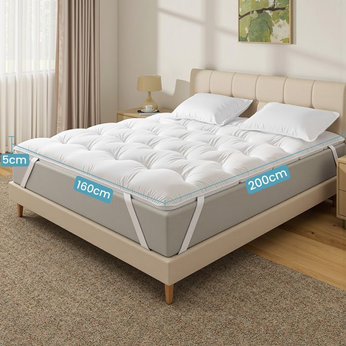 Cubrecolchón BedStory de 140x190 cm, 5 cm de grosor, suave, antiácaros, transpirable, doble.