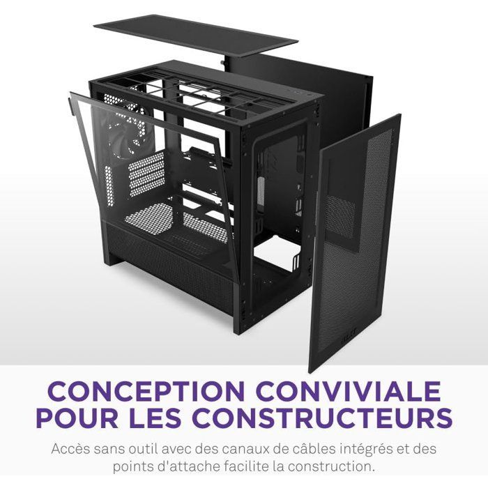 Case mid-tower Micro-ATX - NZXT - CC-H31FB-01 - H3 Flow - Flusso d'aria eccezionale - Nero - GPU di grande formato
