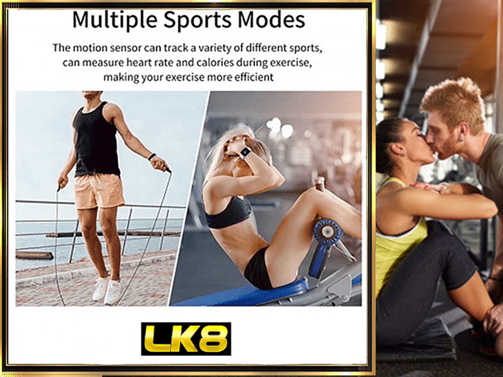Klack Bluetooth 5.0 tekaška športna ura z merilnikom srčnega utripa, združljiva z iPhone, Samsung, Huawei, Xiaomi