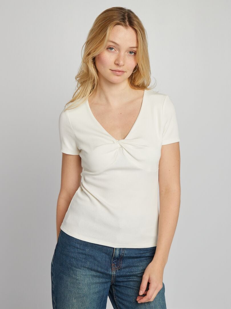 Camiseta de punto acanalado - BLANCA