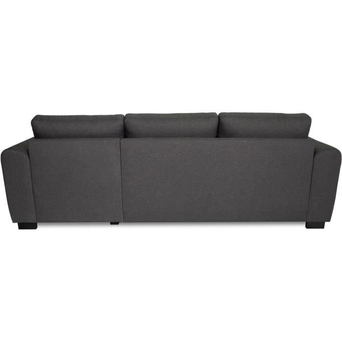 Divano angolare fisso reversibile a 4 posti - Tessuto antracite - L245 x P150 x H86 cm - HAMILTON - Prodotto in Ucraina