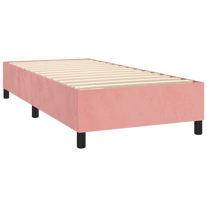 Struttura letto con materasso - Maison Exclusive - 80x200 cm - Velluto rosa - Massimo relax
