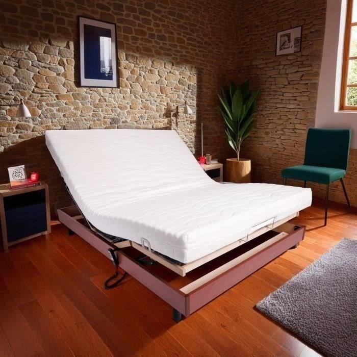 Set relax: materasso + base letto elettrica 140x190 - Schiuma - Rigido - TALCA Made in France