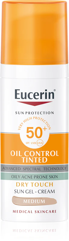 Eucerin Sun Oil Control tónovaný krémový opaľovací gél SPF 50+