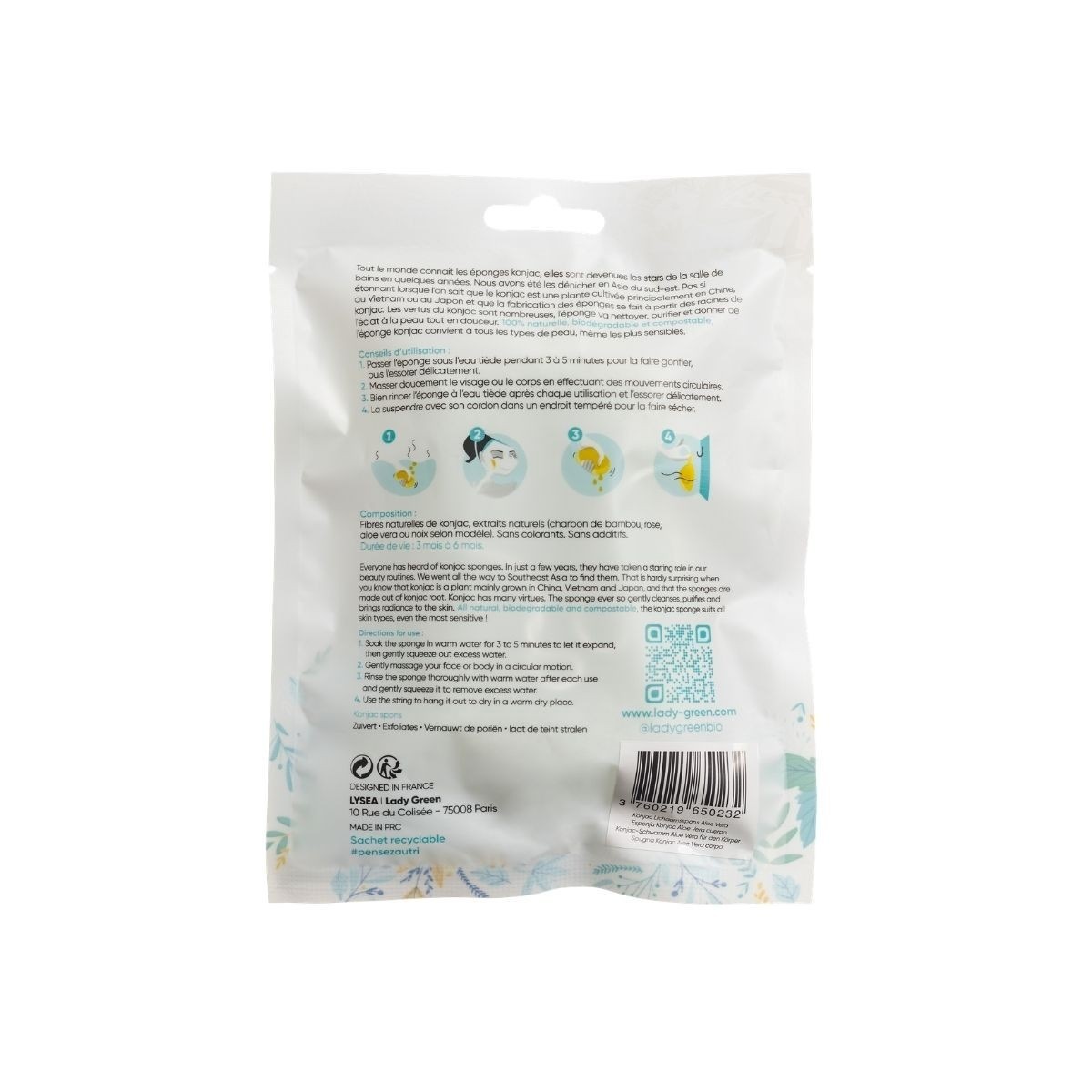 La Savonnerie de Nyons Eponge Konjac CORPS Aloe vera