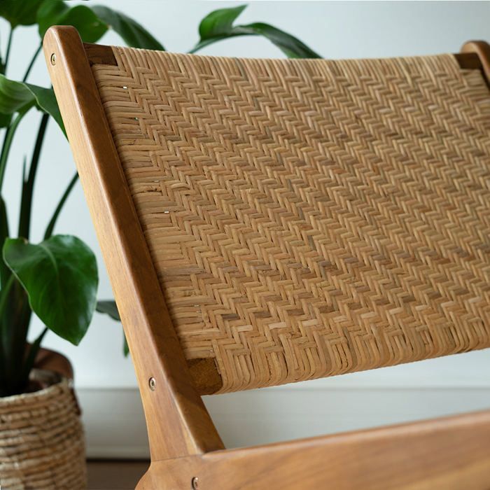 Fauteuil en bois de teck et tressage chevron en rotin - Kilka - Rendez-Vous Déco