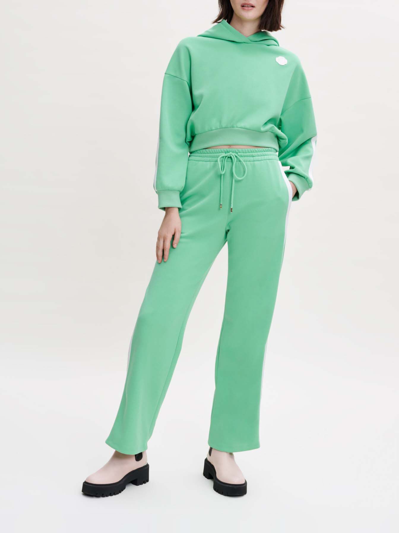 Pantaloni de trening cu dungi - Vert