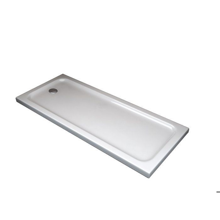 Rechthoekige, platte ABS-douchebak met geïntegreerde afvoer, 5 cm hoog - 70 x 170 cm