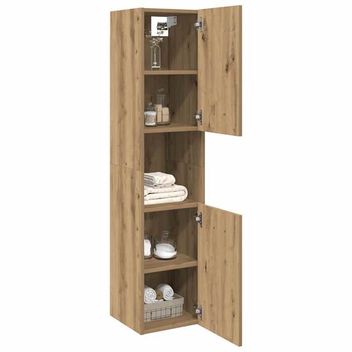 Bonne qualité - Armoire de rangement Armoire de salle de bain et WC - BONNIE - suspendue chêne artisanal 30x30x130cm DECO M1264011