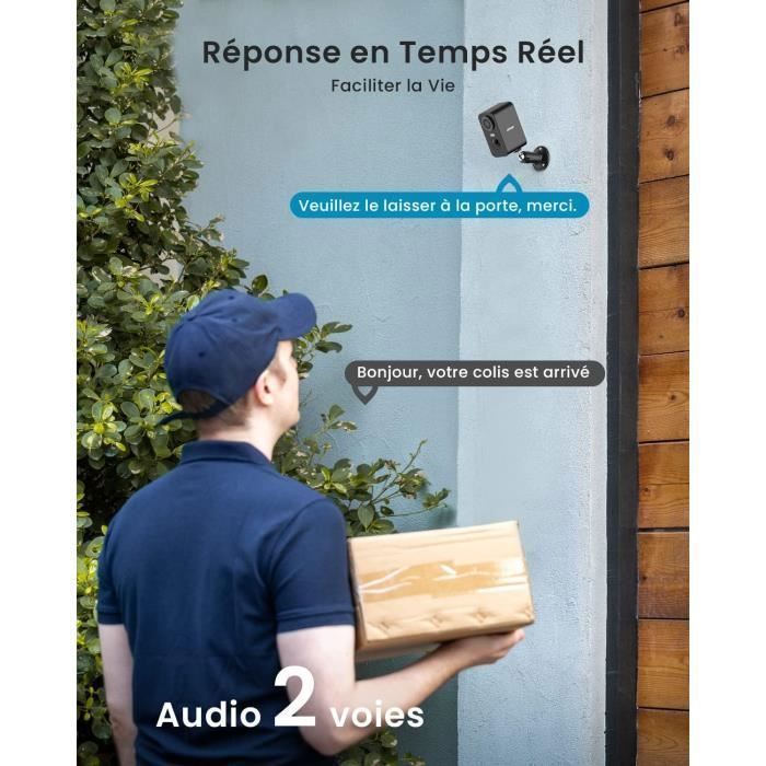 ieGeek 2K Caméra Surveillance WiFi Exterieure sans Fil Batterie Vision Nocturne Couleur AI&PIR Détection Mouvement Audio IP65
