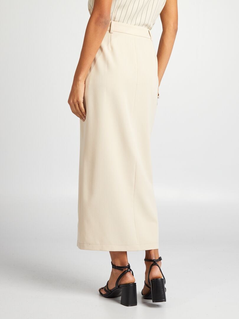 Falda lápiz con abertura larga - BEIGE