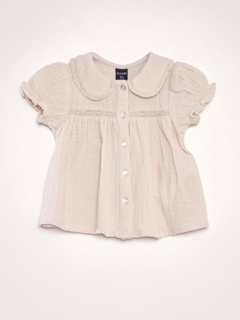 Blusa dupla de gaze de algodão - ROSA