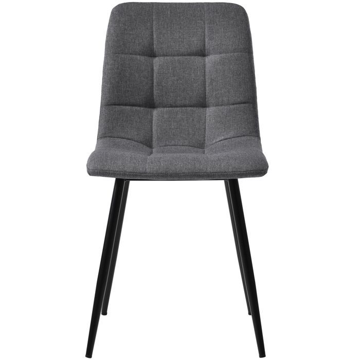 Mesa de comedor negra de 140x80cm con 4 sillas, juego de mesa de comedor moderna para cocina, sillas de comedor de lino gris oscuro, mesa