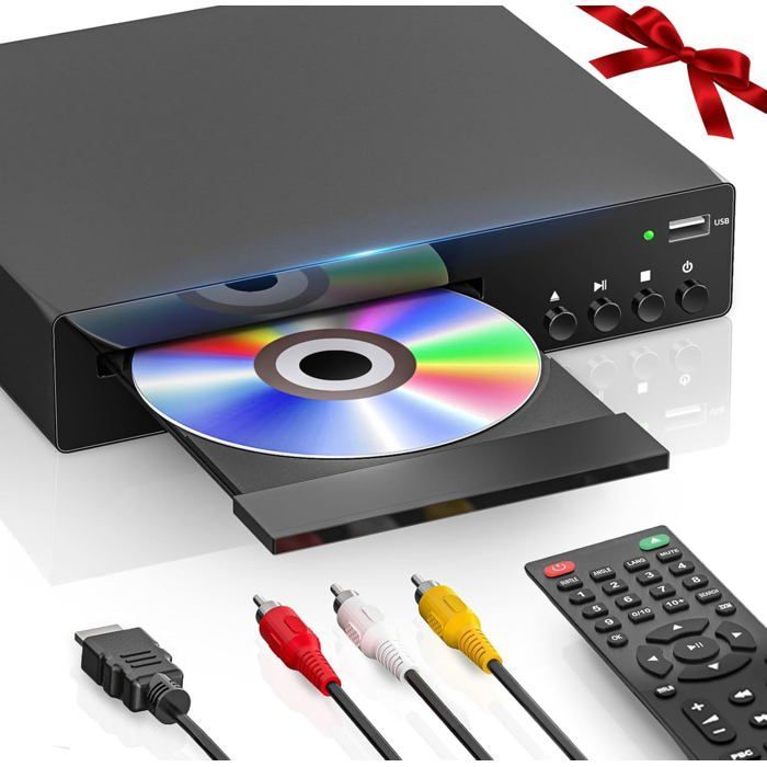 Lecteur DVD Compact pour TV, Lecteur DVD pour la Maison avec HDMI, RCA, USB, télécommande, lecteurs de disques Toutes régions