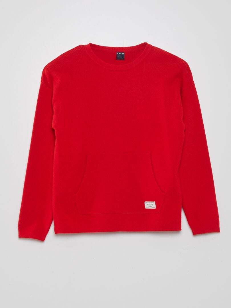 Gebreide trui met ronde hals - rood