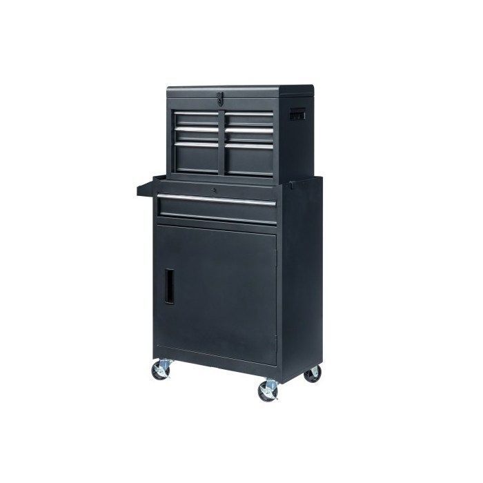 Carro de taller 2 en 1 - ALIGHTUP - Cajones y compartimentos de almacenamiento multicapa, con cerradura y asa - Negro
