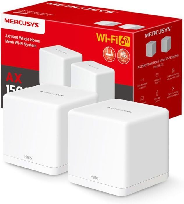 Sistema Wi-Fi 6 Mesh Mercusys Halo H60X - 2 unità - 1500 Mbps - Dual-band 350 m²