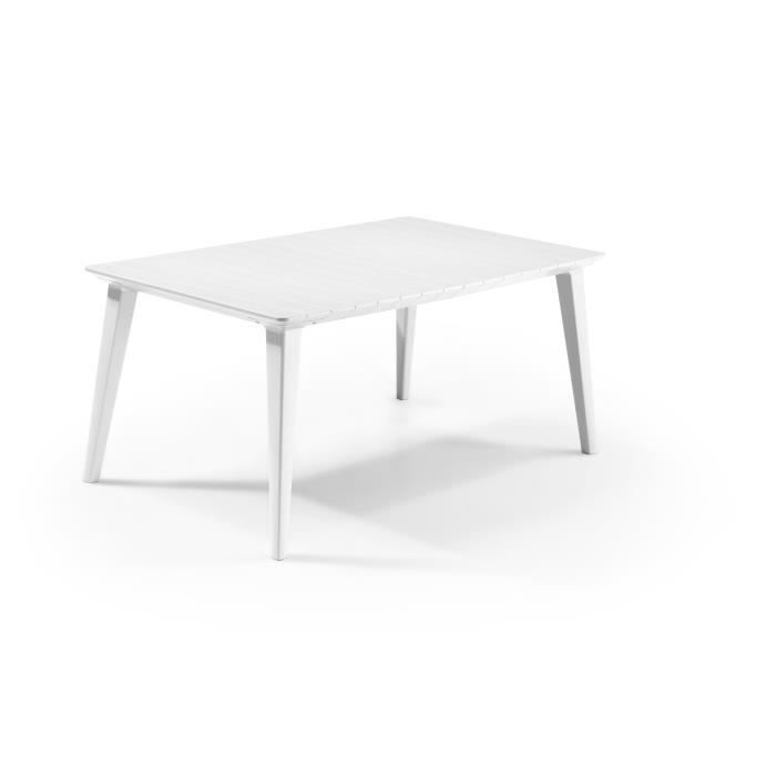 Mesa ALLIBERT GARDEN LIMA 160x100cm - Blanca + 6 sillas AKOLA Cappuccino - Resina