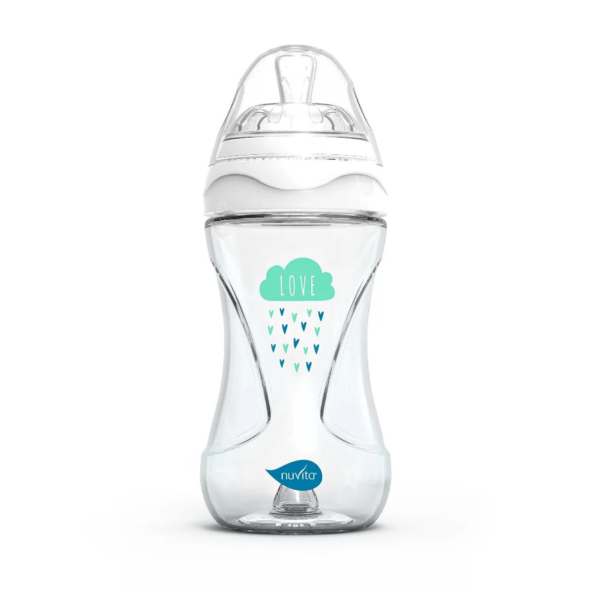 Biberón de cristal NUVITA Colección Nuvita con válvula anticólicos 240 ml, blanco