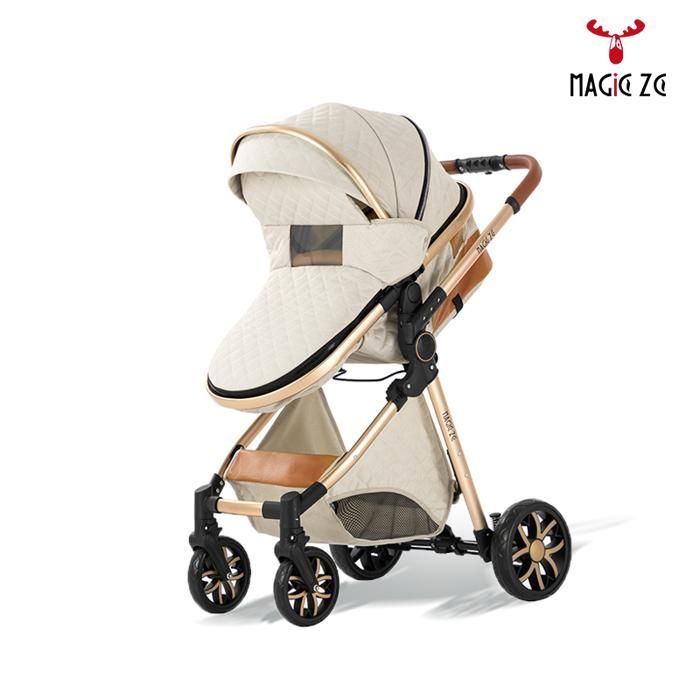MagicZC 3-in-1 Stroller, Adjustable Backrest, Baby, Newborn, 0-3 Years, Foldable, Mom Bag, White